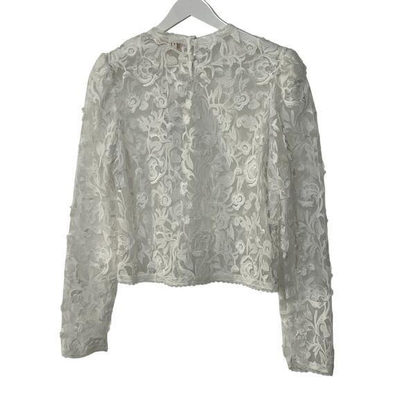 WAYF TOP WOMENS SIZE LARGE ALANA EMBROIDERED SHEER WHITE LACE BLOUSE ONLY - Picture 5 of 12
